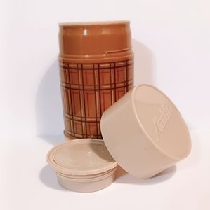 Alladin Best Buy 70's Vacuum Bottle Brown Plaid 14 oz. Thermos